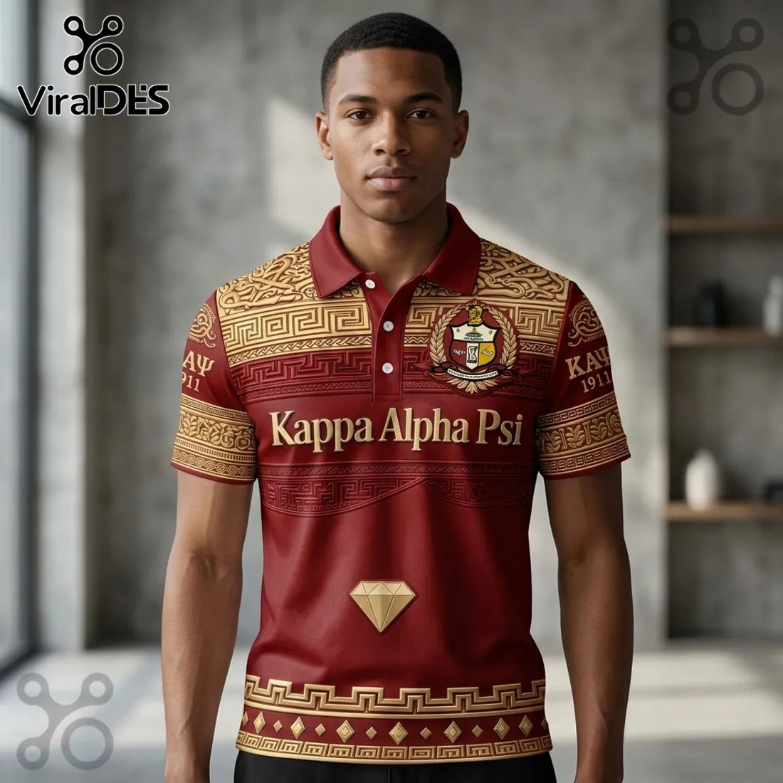 Kappa Alpha Psi Fraternity Crimson Gold Polo Shirt