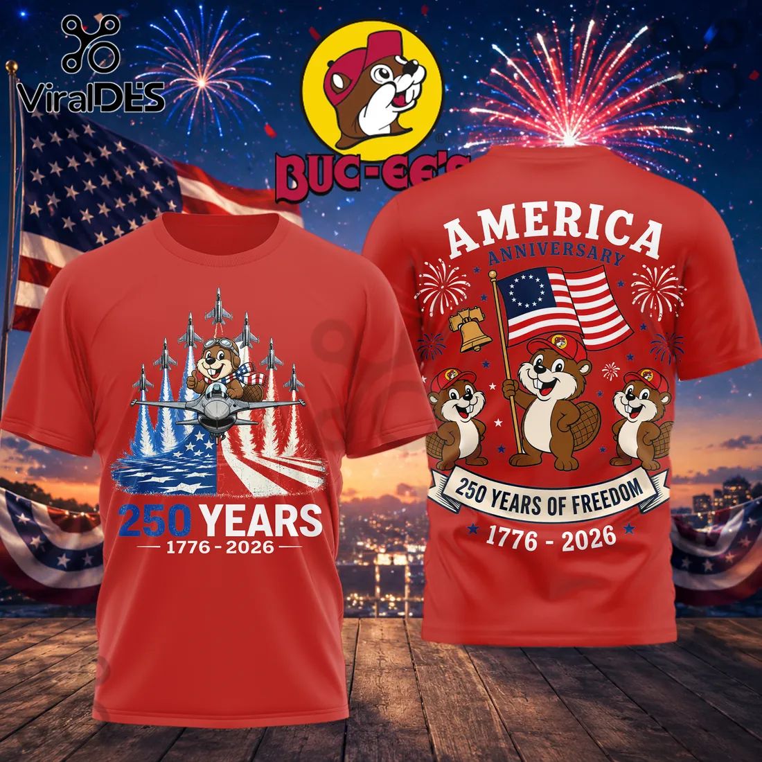 Buc-ee’s 250 Years of Freedom 1776-2026 America Anniversary T-Shirt