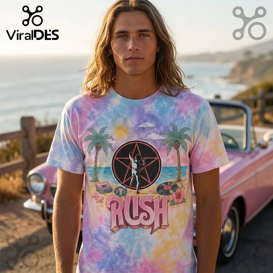Rush Days 2112 Starman Pastel Beach Road Trip T-Shirt