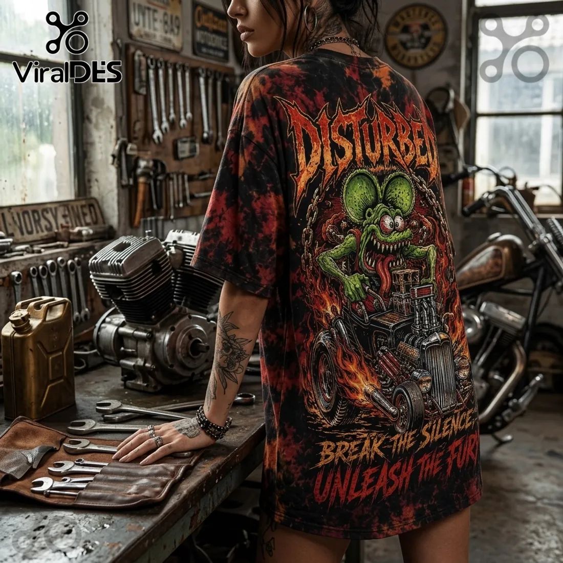Disturbed Rat Hot Rod Premium Tie Dye T-Shirt