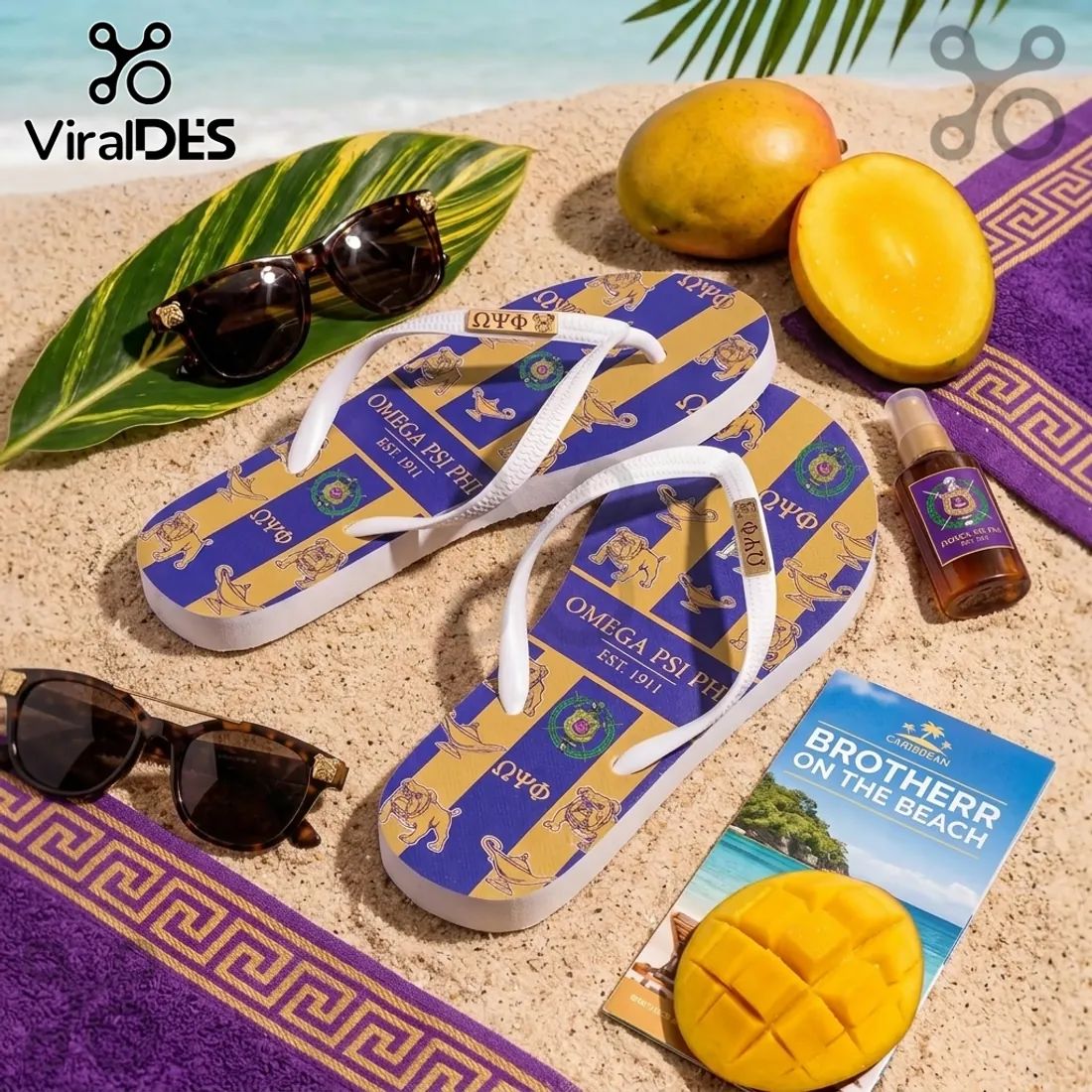 Omega Psi Phi Que Dog Beach Flip Flops