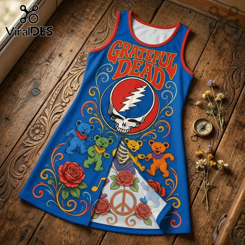 Grateful Dead Dancing Bears Blue Grad Dress