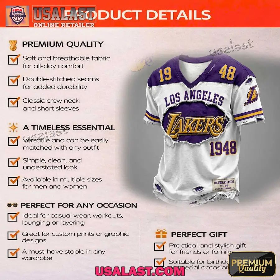 Los Angeles Lakers All Over Printed V-Neck Shirt