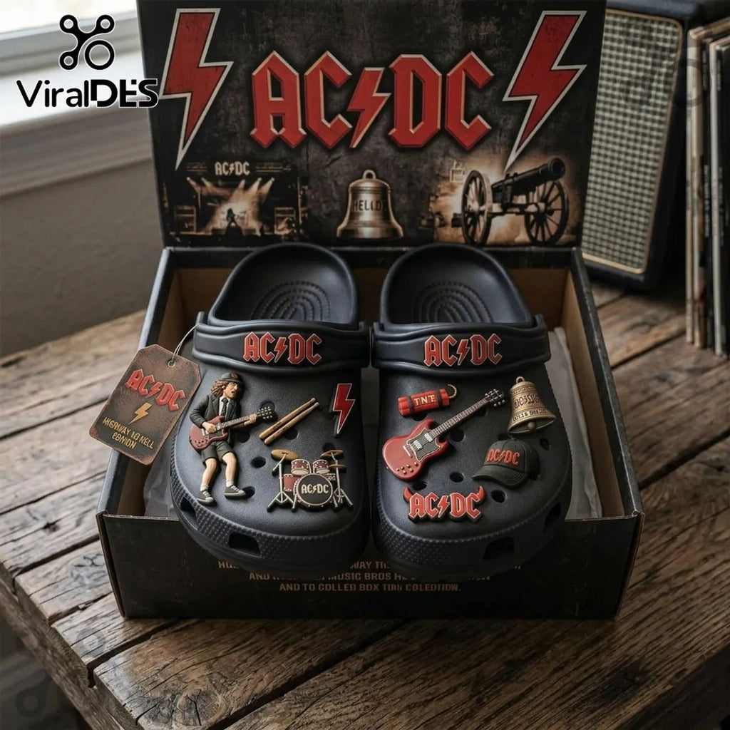 ACDC Highway to Hell Edition Rock Band Crocs WIth Charms