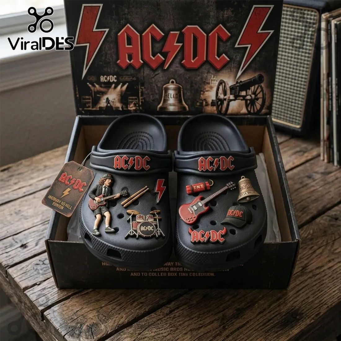 ACDC Highway to Hell Edition Rock Band Crocs WIth Charms