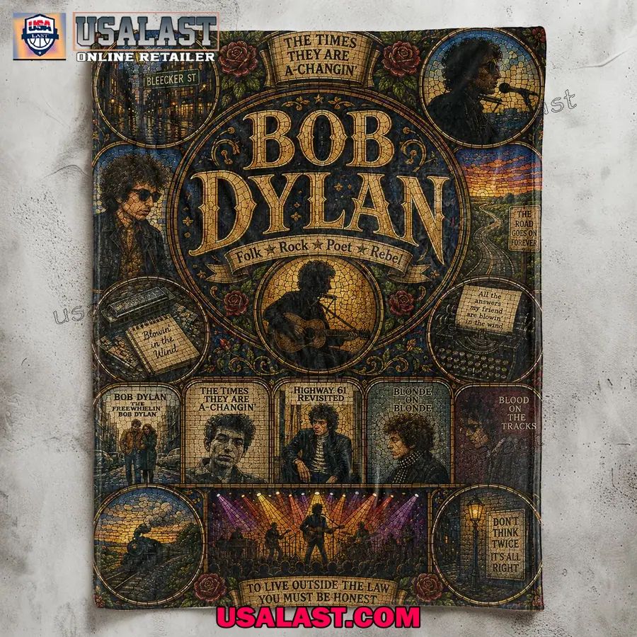 Bob Dylan Blowin’ In The Wind Stained Glass Quilt Blanket