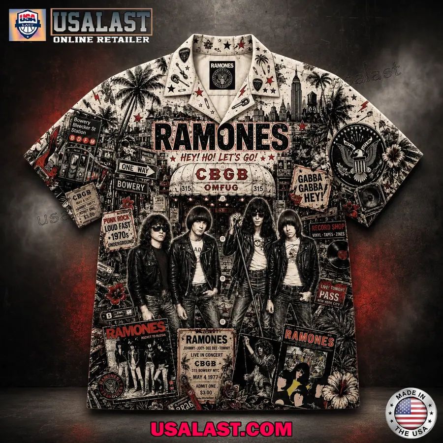 Ramones Hey Ho Let’s Go Vintage Hawaiian Shirt