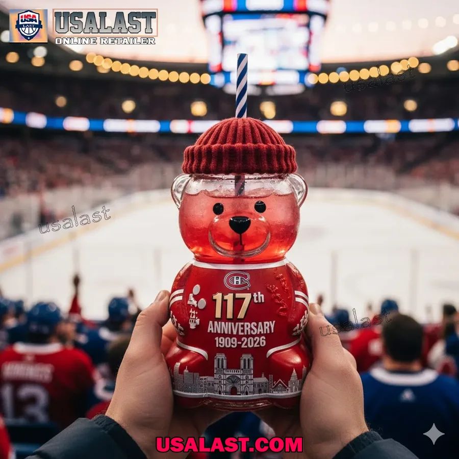 Montreal Canadiens 117th Anniversary Collectible Bear Glass Cup