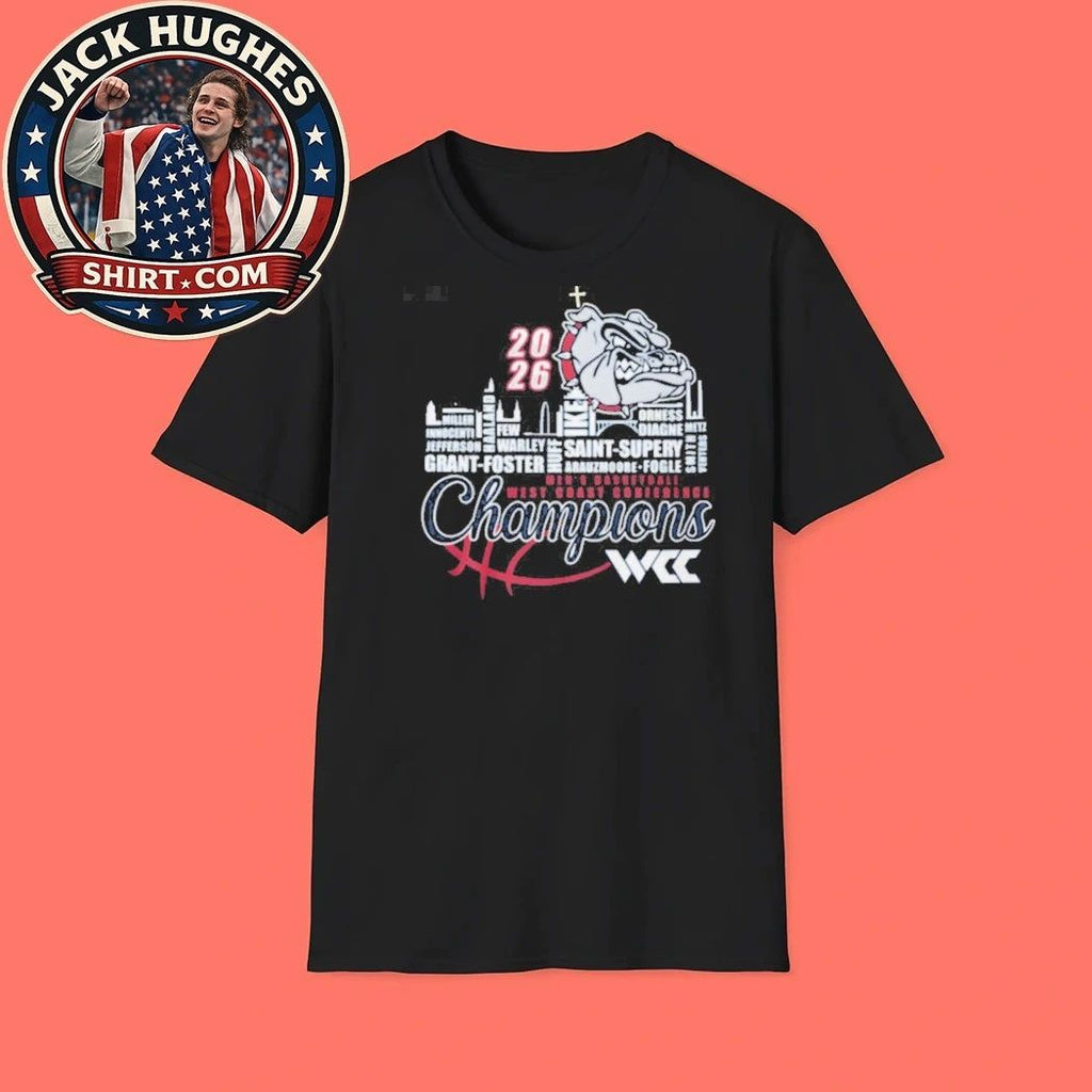 Original Gonzaga Bulldogs 2026 Wcc Men Basketball Champions Roster Shirt