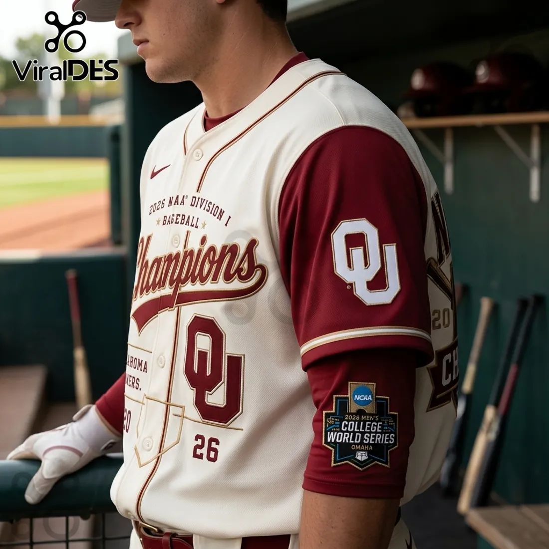 Oklahoma Sooners 2026 Baseball National Champions Cream Jersey