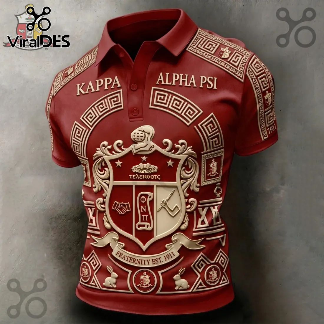 Kappa Alpha Psi Fraternity Crimson and Cream 2026 Polo Shirt