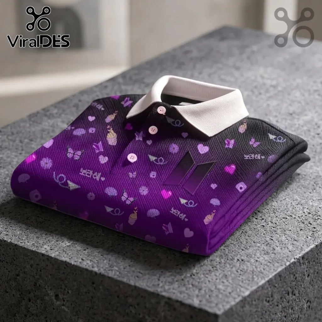 BTS Purple Pattern Personalized Polo Shirt