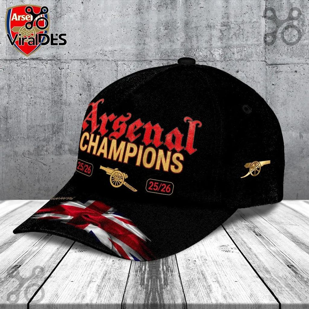 Arsenal FC Premier League Champions 2025/26 Black Baseball Cap