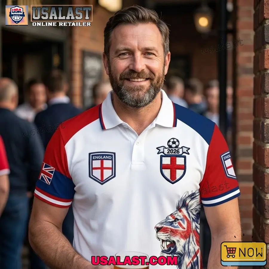 England Football WC 2026 Printed Polo Shirt