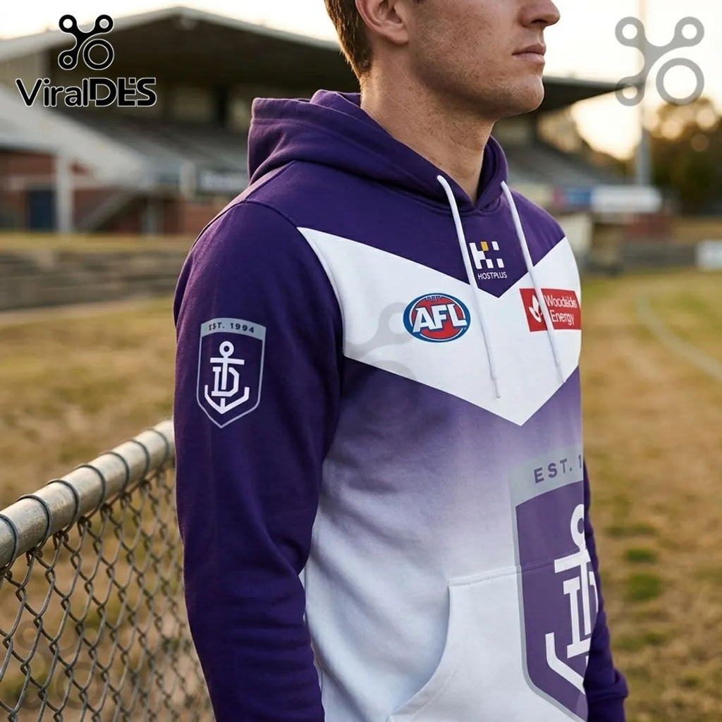 Fremantle Dockers AFL Purple White Gradient Hoodie
