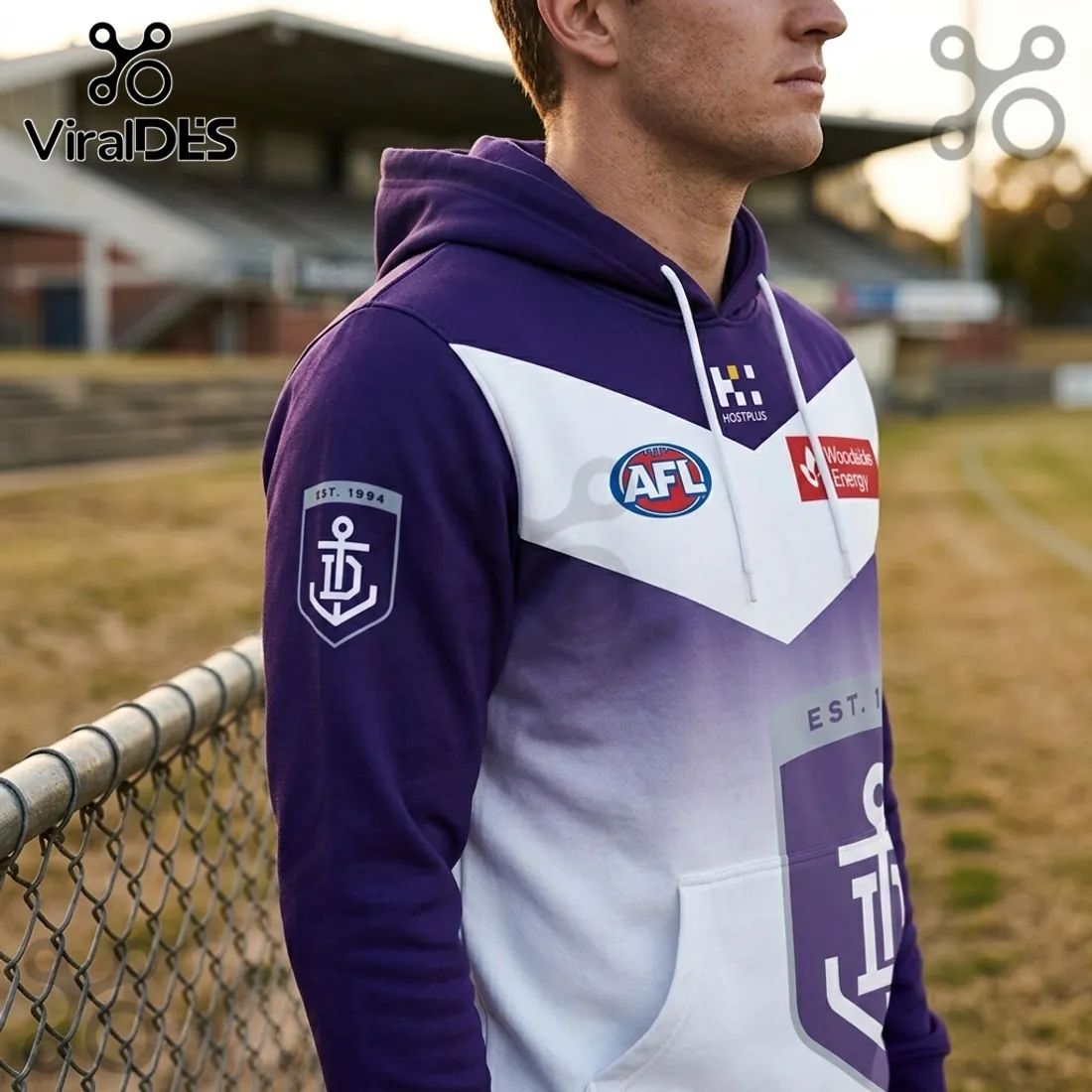 Fremantle Dockers AFL Purple White Gradient Hoodie