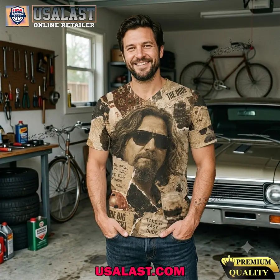 The Big Lebowski Vintage The Dude Abides V-neck Shirt
