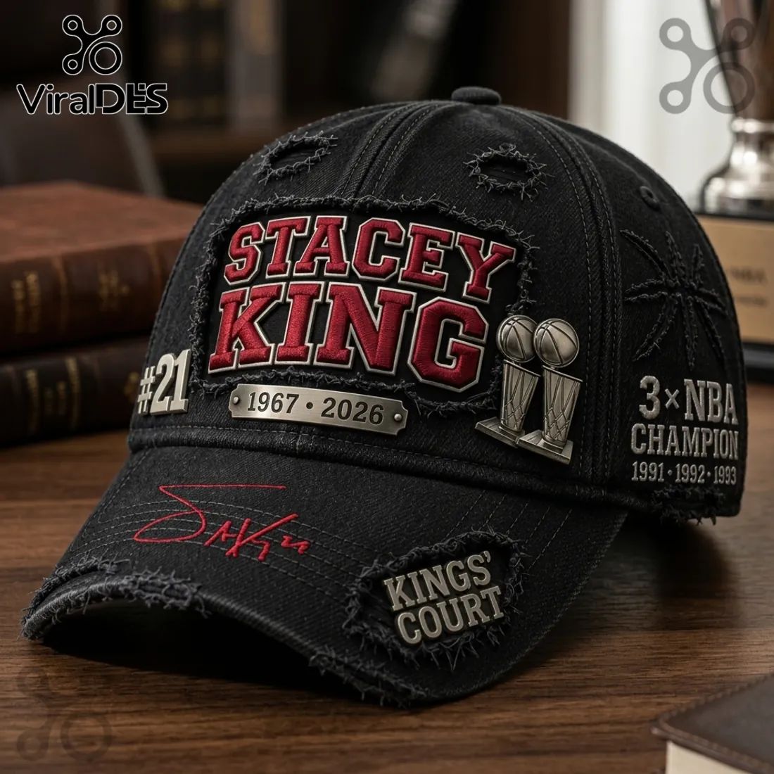 Stacey King x Chicago Bulls 3x NBA Champion Distressed Cap