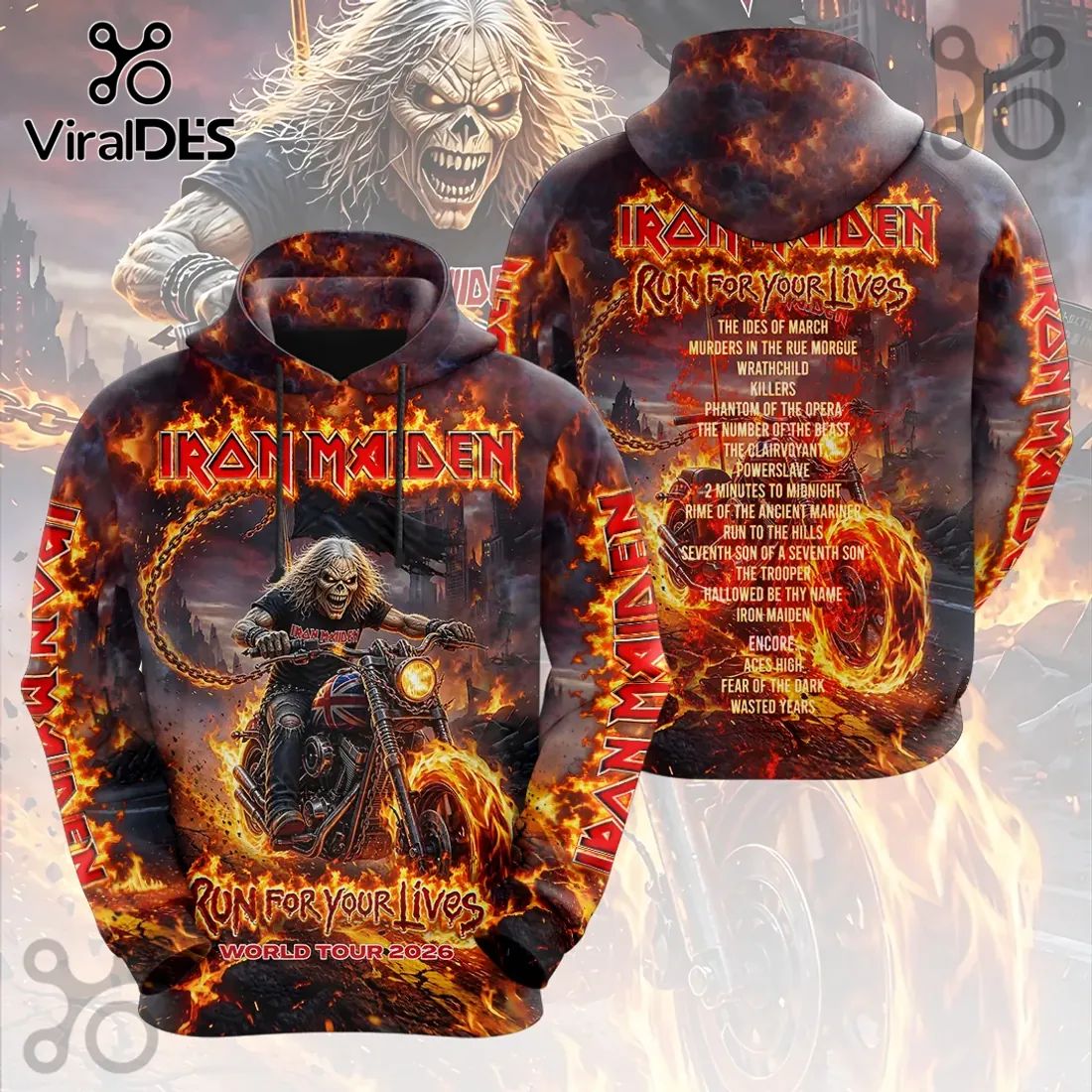 Iron Maiden Run For Your Lives 2026 World Tour 3D T-Shirt