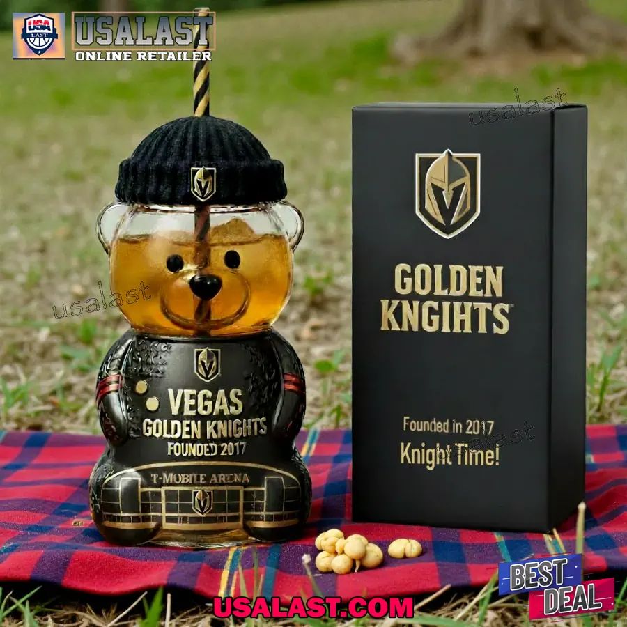 Vegas Golden Knights Anniversary Bear Glass Cup