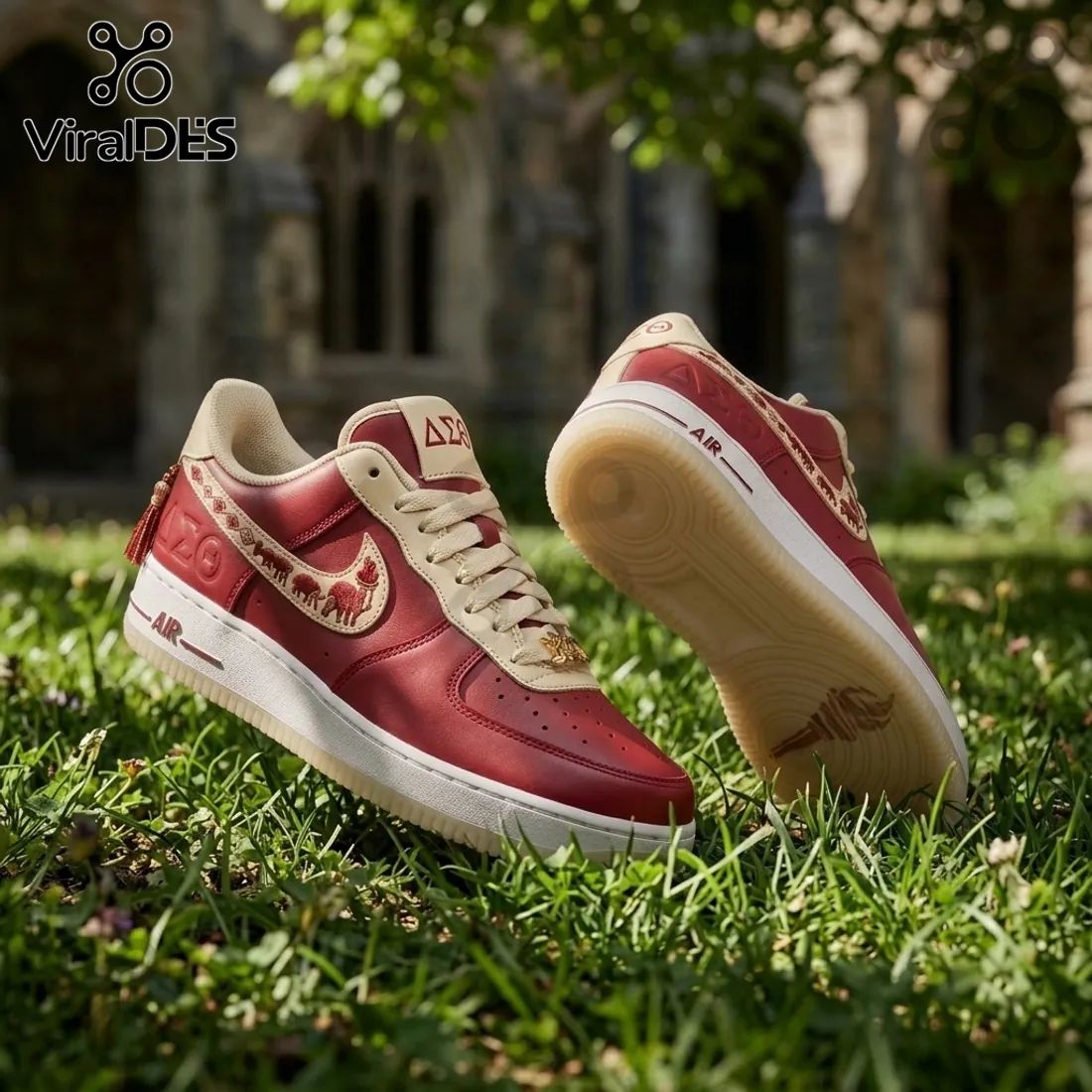 Delta Sigma Theta Crimson Leather AF1 Sneakers