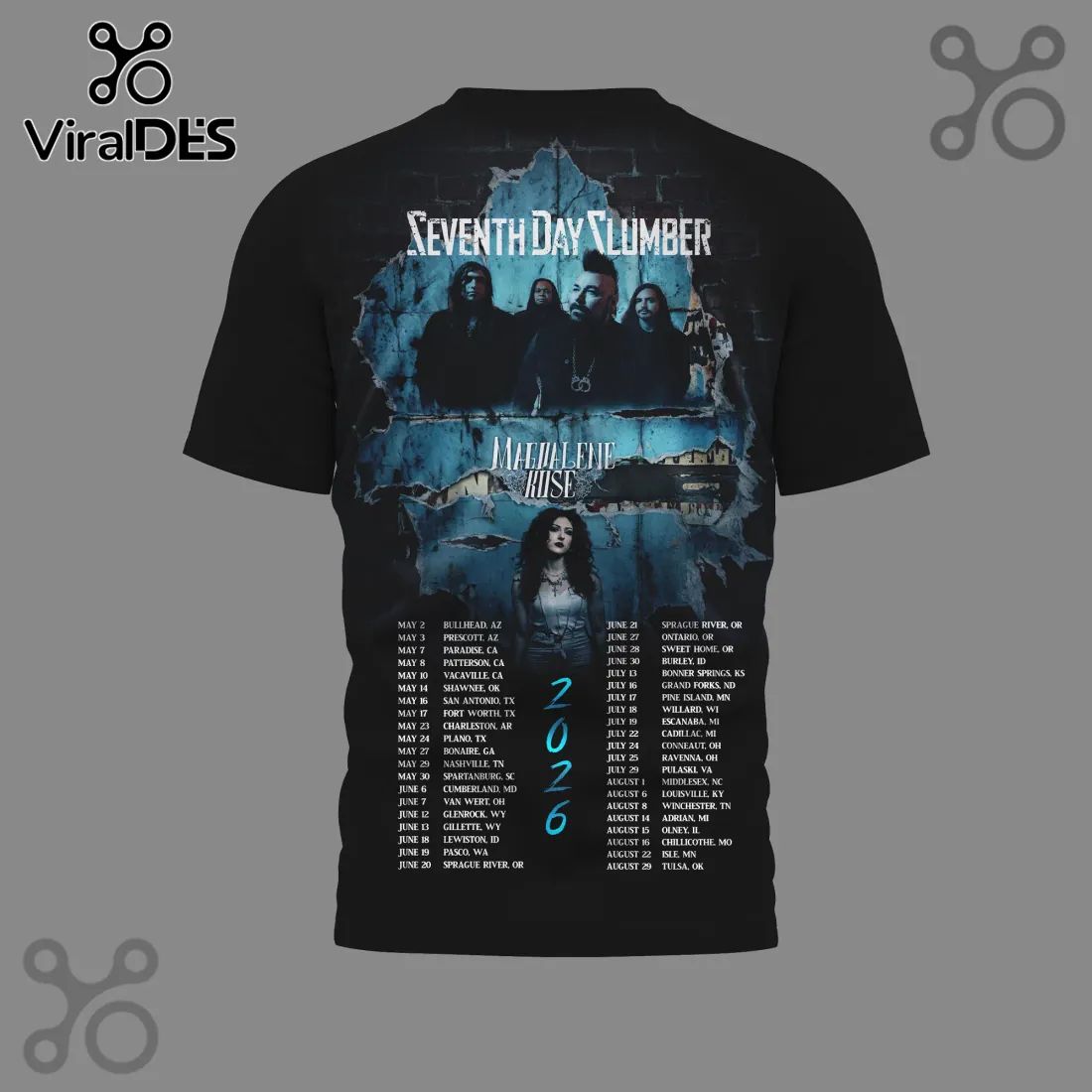 Seventh Day Slumber Magdalene Rose 2026 Tour Graphic T-Shirt