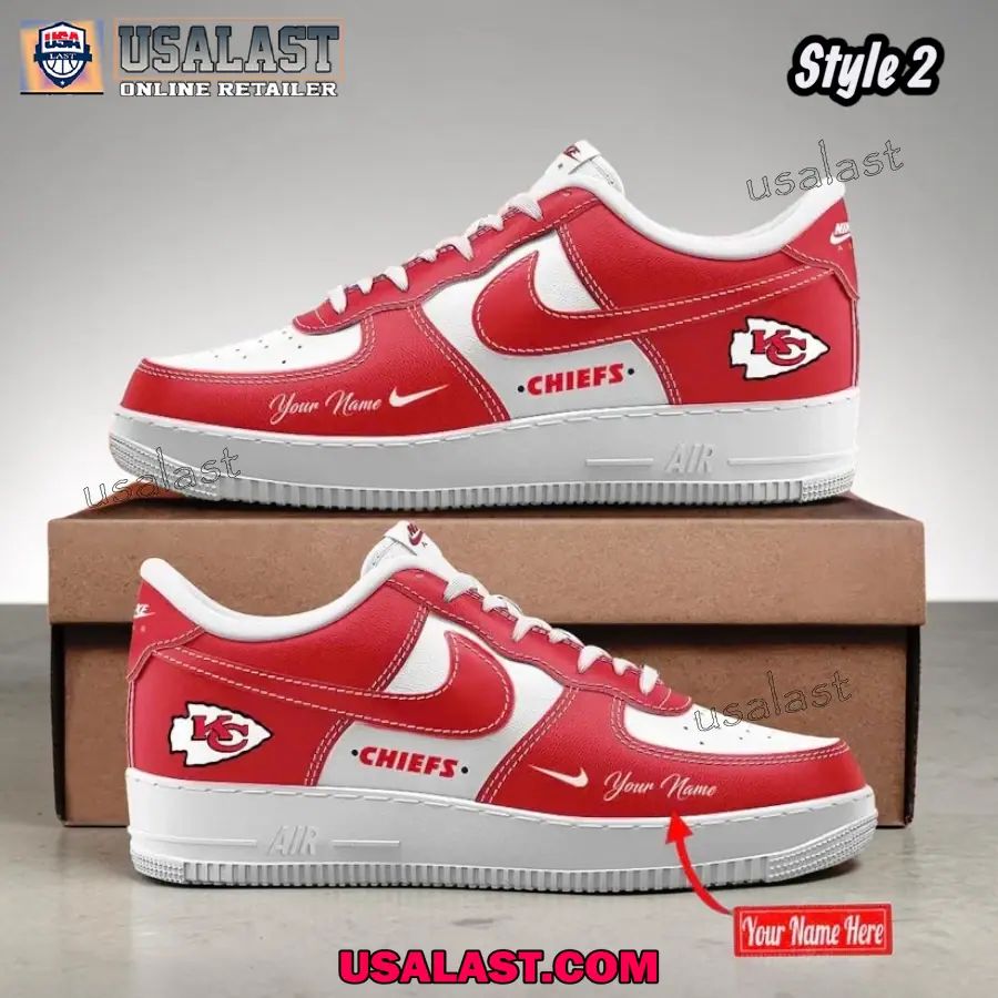 Kansas City Chiefs Custom Name Air Force 1 Sneakers