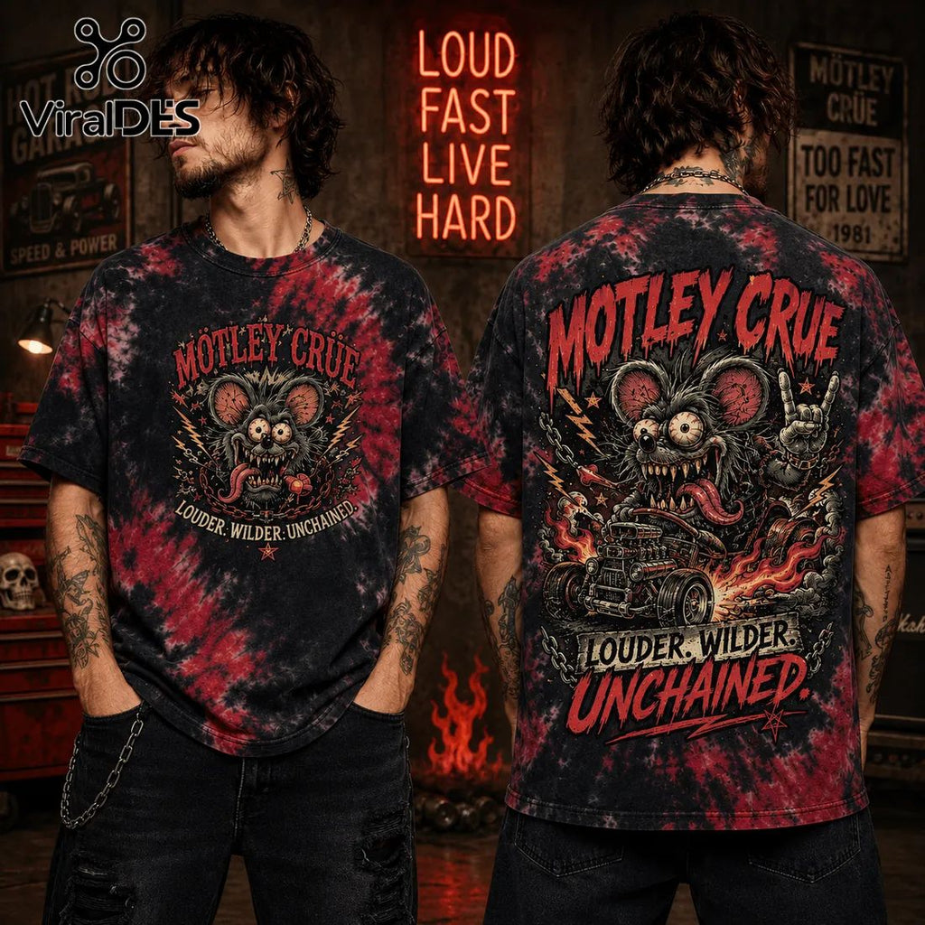 Motley Crue Louder Wilder Unchained Tie Dye T-Shirt