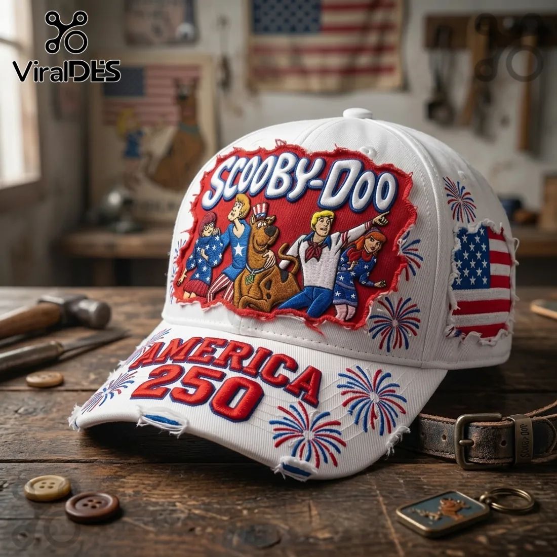 Scooby-Doo x America 250 USA Flag Distressed Baseball Cap