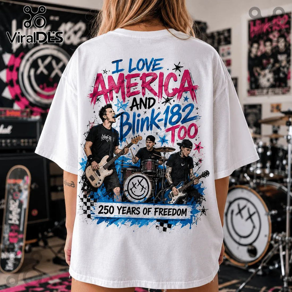 Blink-182 x America 250 Years Of Freedom Patriotic Graphic T-Shirt