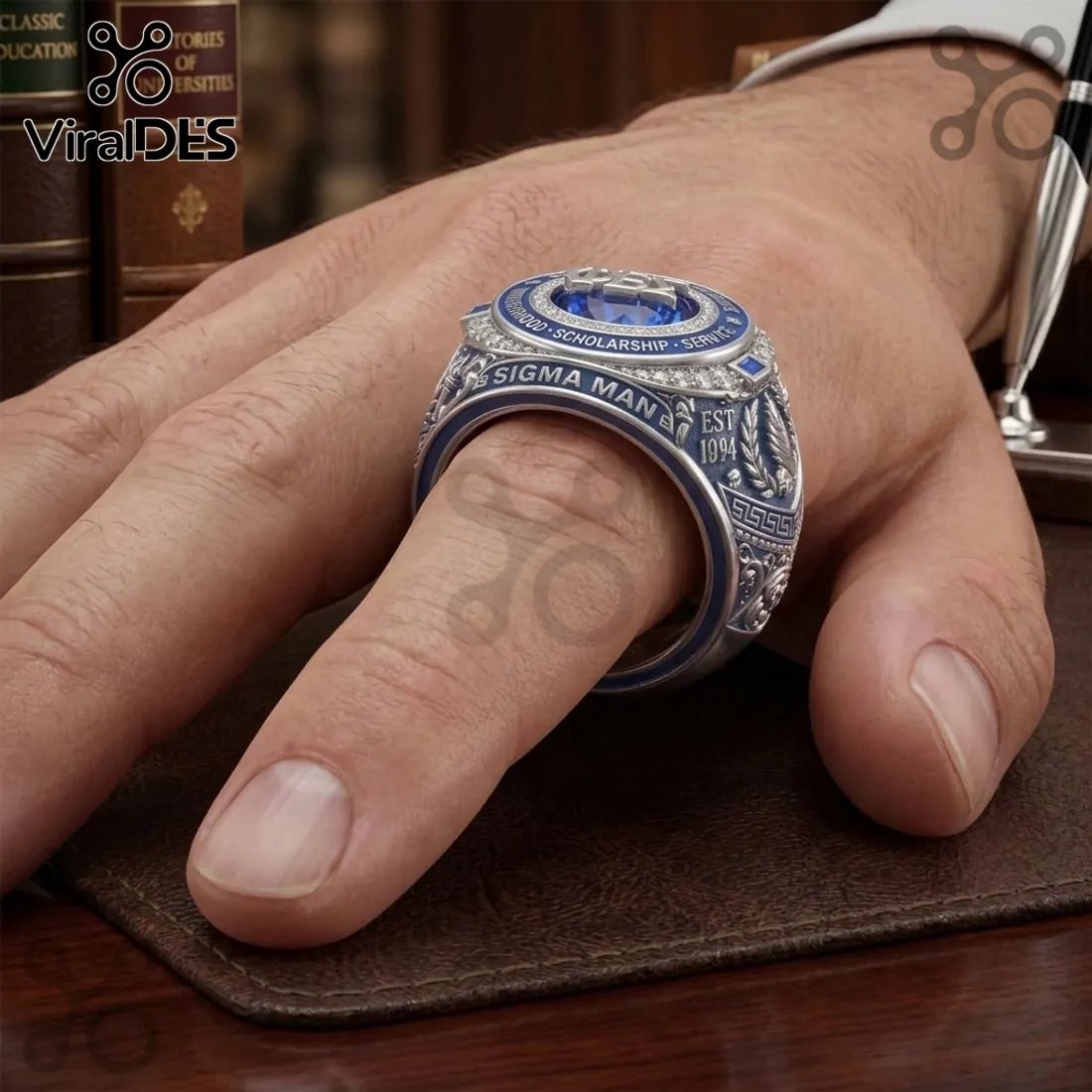 Phi Beta Sigma Est 1914 Blue Enamel Commemorative Ring