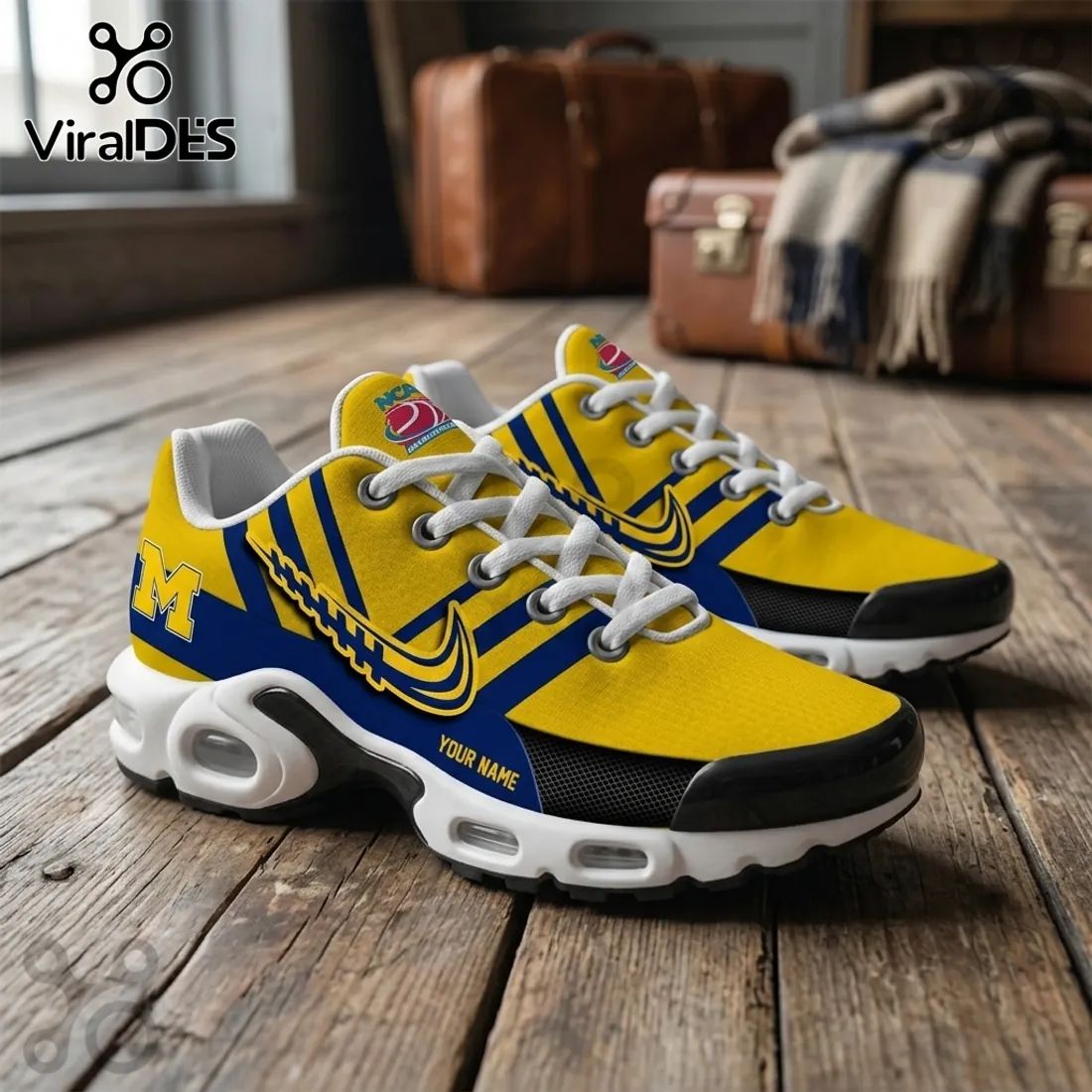 Michigan Wolverines Yellow and Blue Air Max Sport Shoes