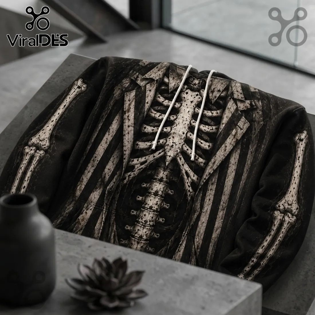 Beetlejuice Illustrated Skeleton Costume Hoodie