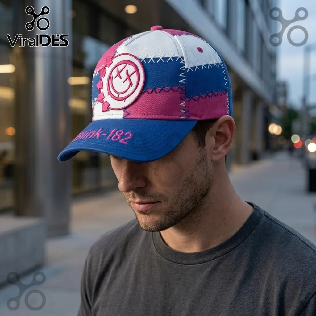 Blink-182 Pop Punk Patchwork Smiley Baseball Cap