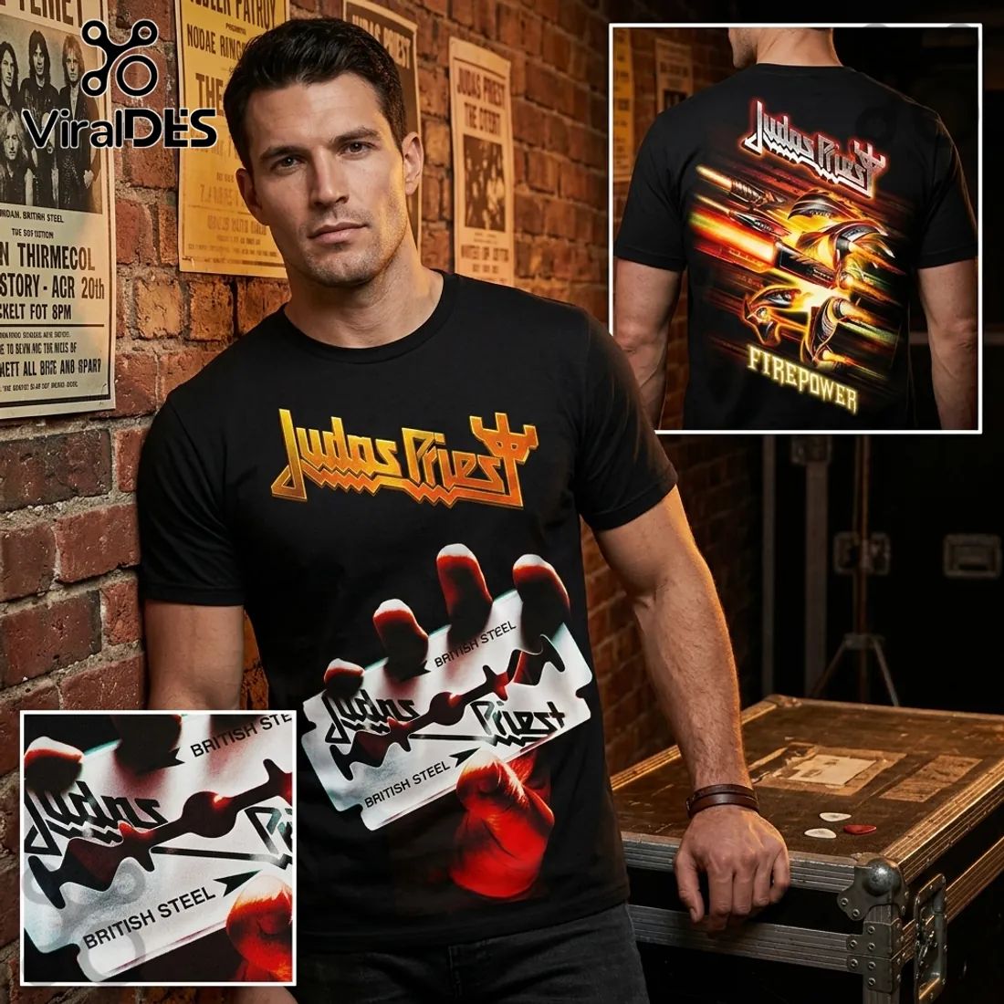 Judas Priest British Steel Firepower Band Music T-Shirt