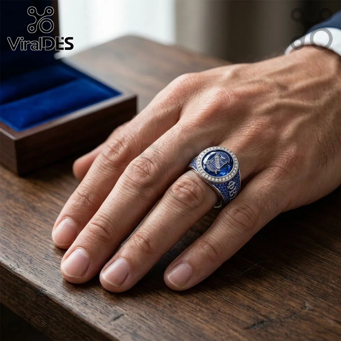 ΦΒΣ Phi Beta Sigma Premium Blue Gemstone Father’s Day Gift Ring