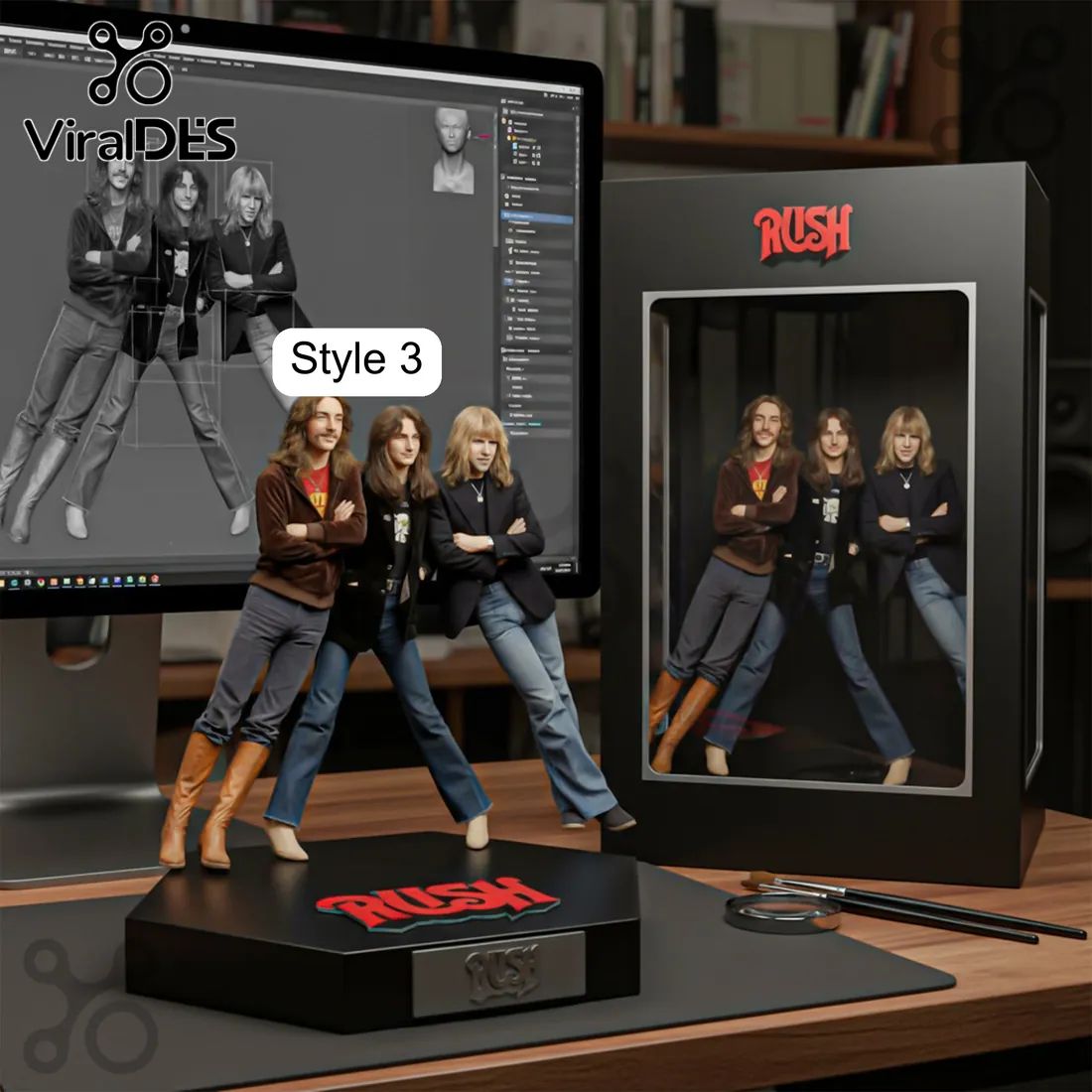 Rush Band Miniature 3D Character Collector Sculpture