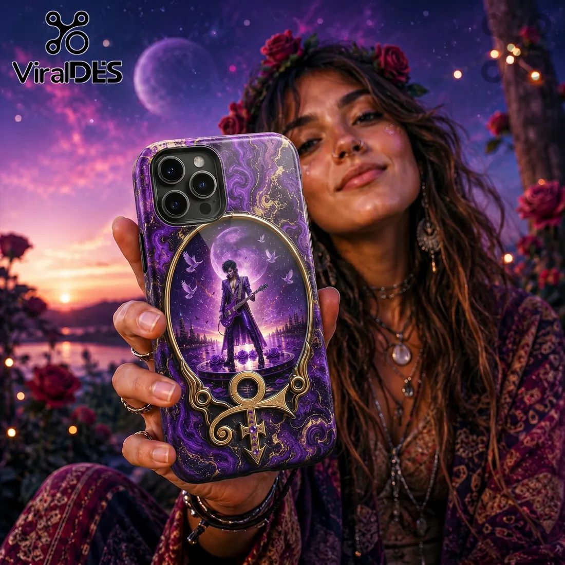 Prince Purple Rain Marble Effect Phone Case