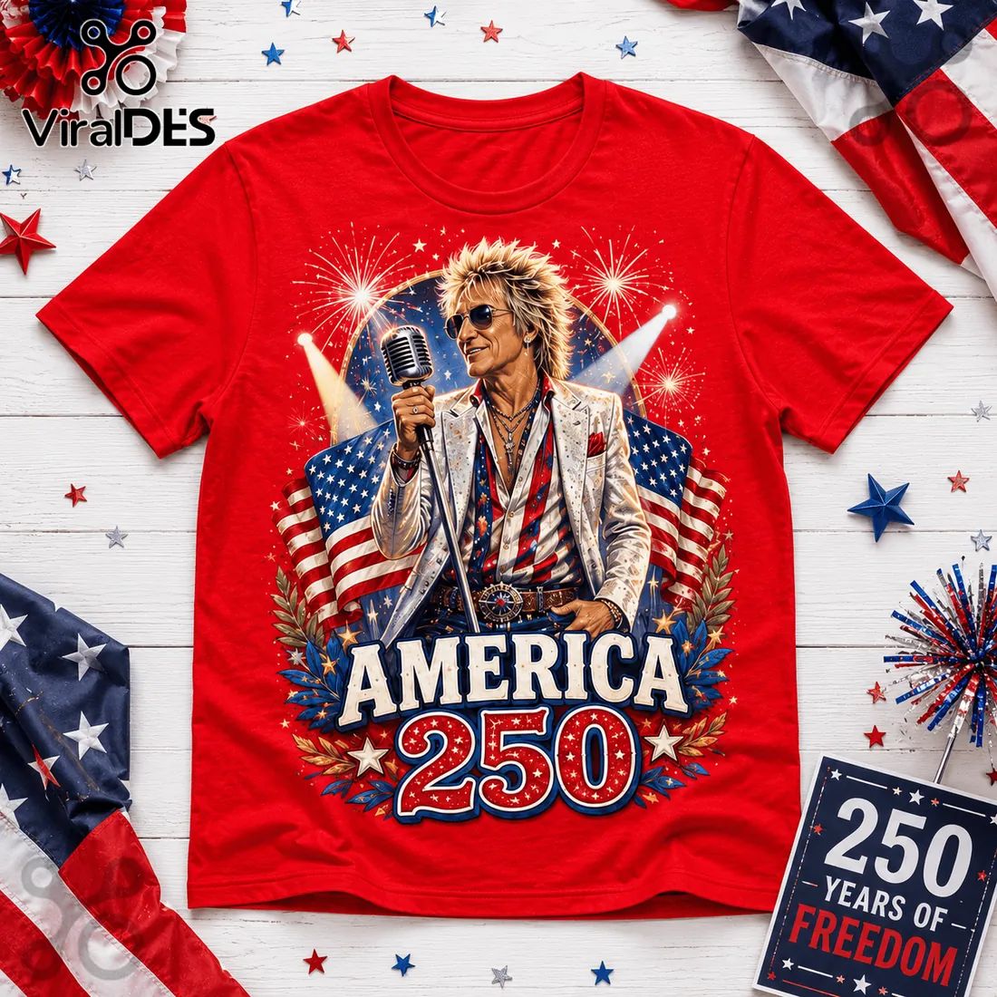 2026 Rod Stewart x America 250 Years of Freedom Red Shirt