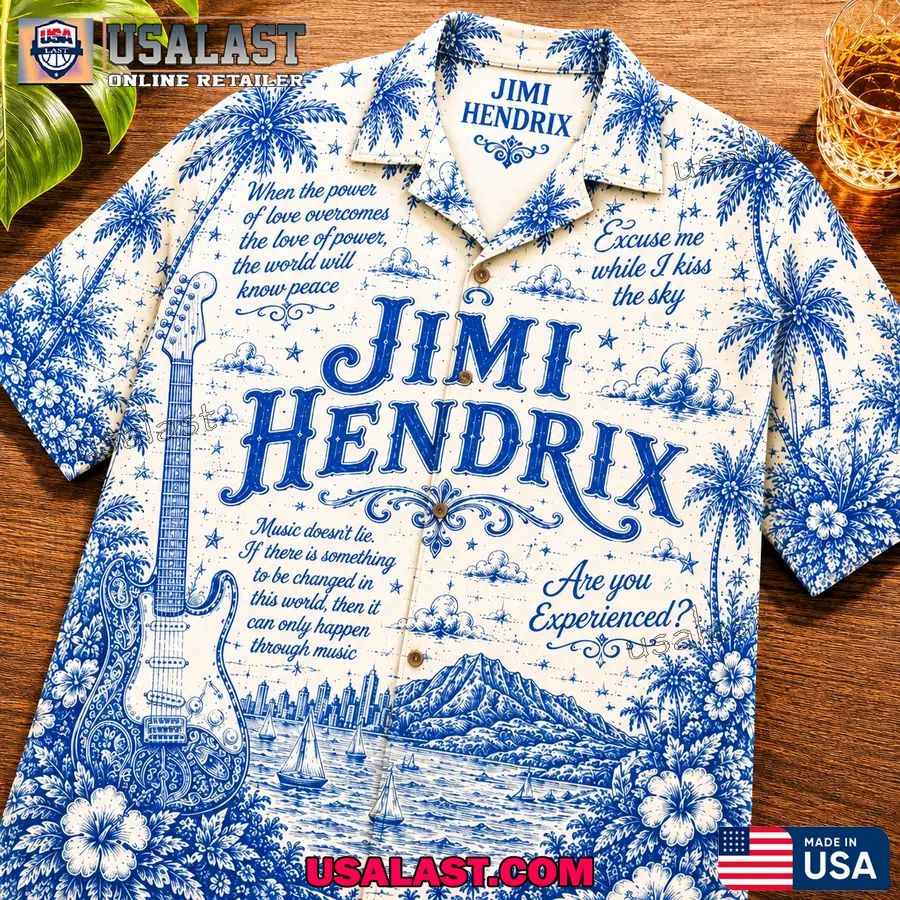 Jimi Hendrix Tropical Blue Hawaiian Shirt