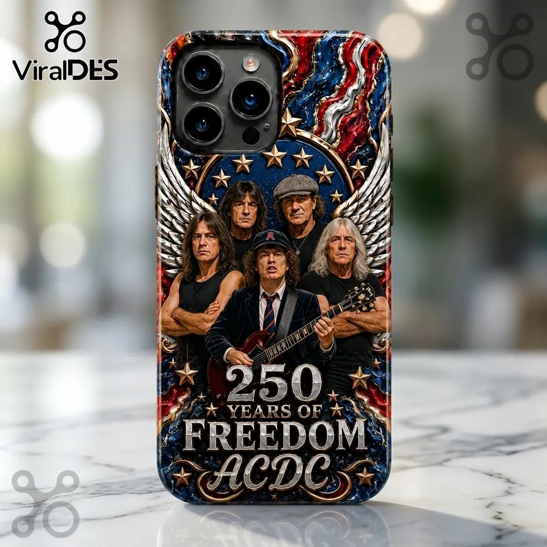 AC/DC 250 Years of Freedom Patriotic American Flag Collectible Phone Case