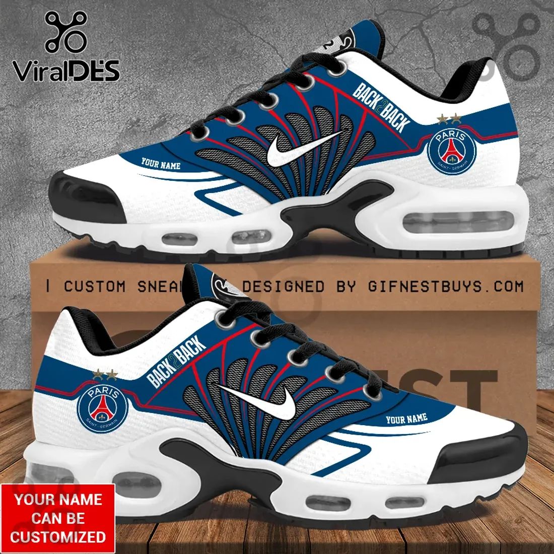Paris Saint-Germain Back 2 Back Champions Custom Name Air Max Plus