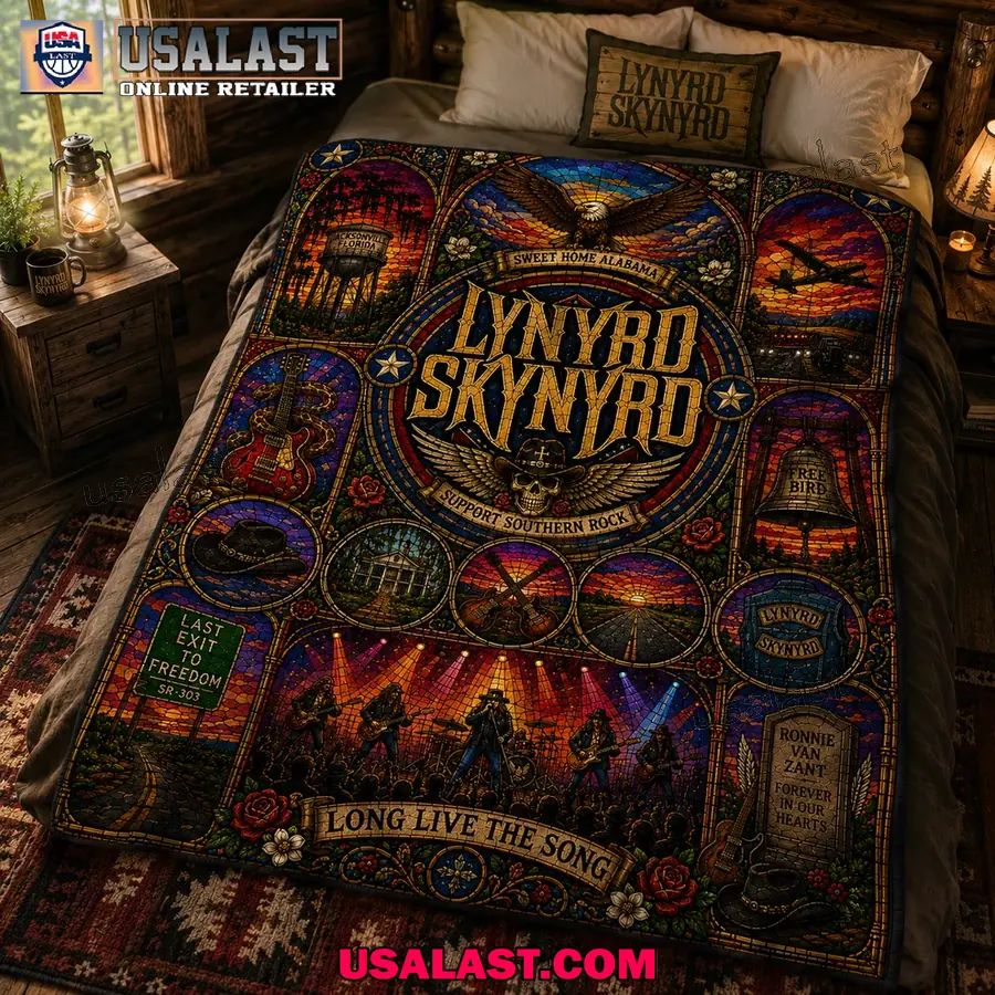 Lynyrd Skynyrd Sweet Home Alabama Stained Glass Quilt Blanket