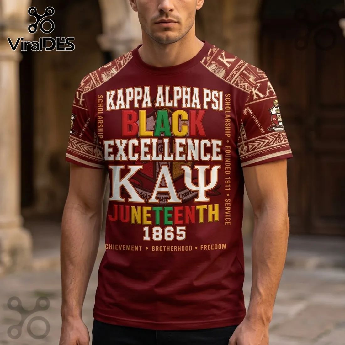 Kappa Alpha Psi Fraternity 1865 Juneteenth Maroon T-Shirt