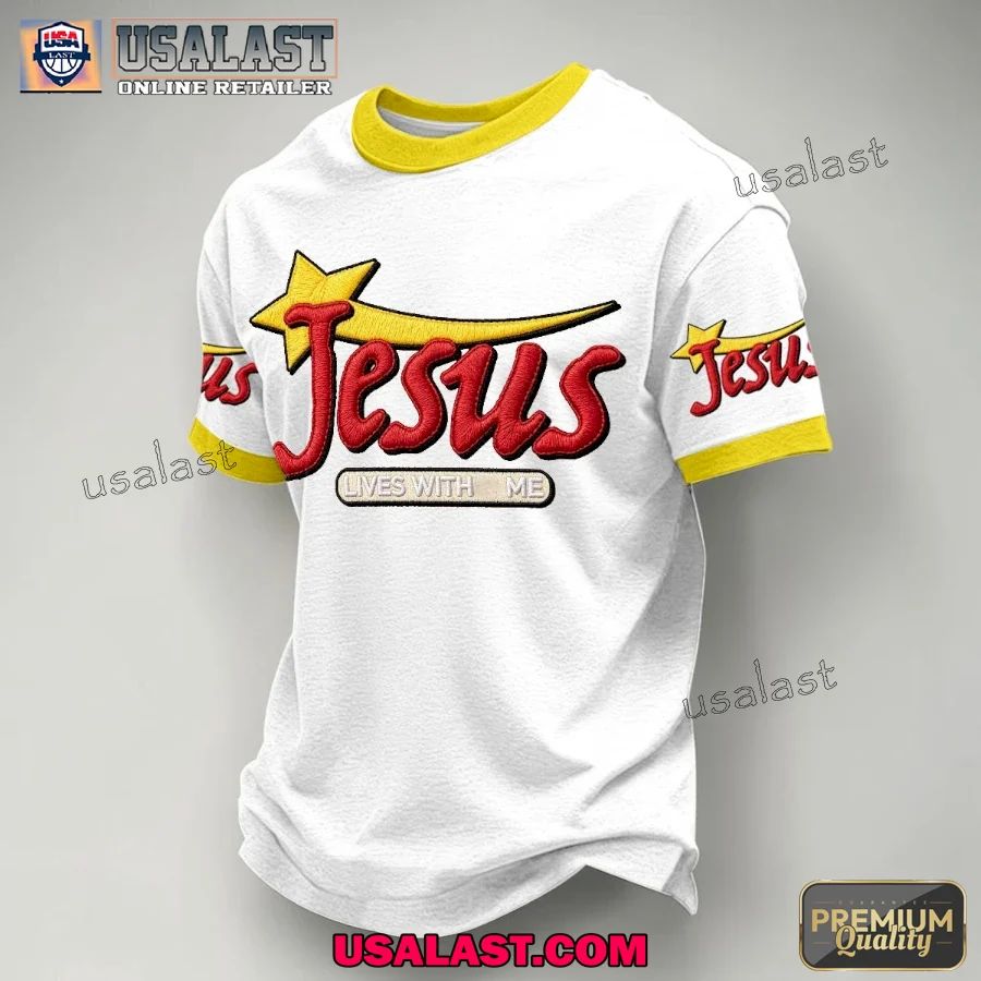 Jesus Lives With Me Christian Casual T-Shirt