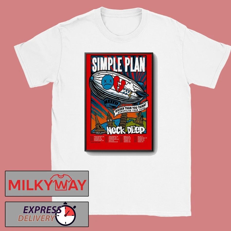 Simple Plan With Neck Deep Europe-UK Tour 2026 Poster shirt