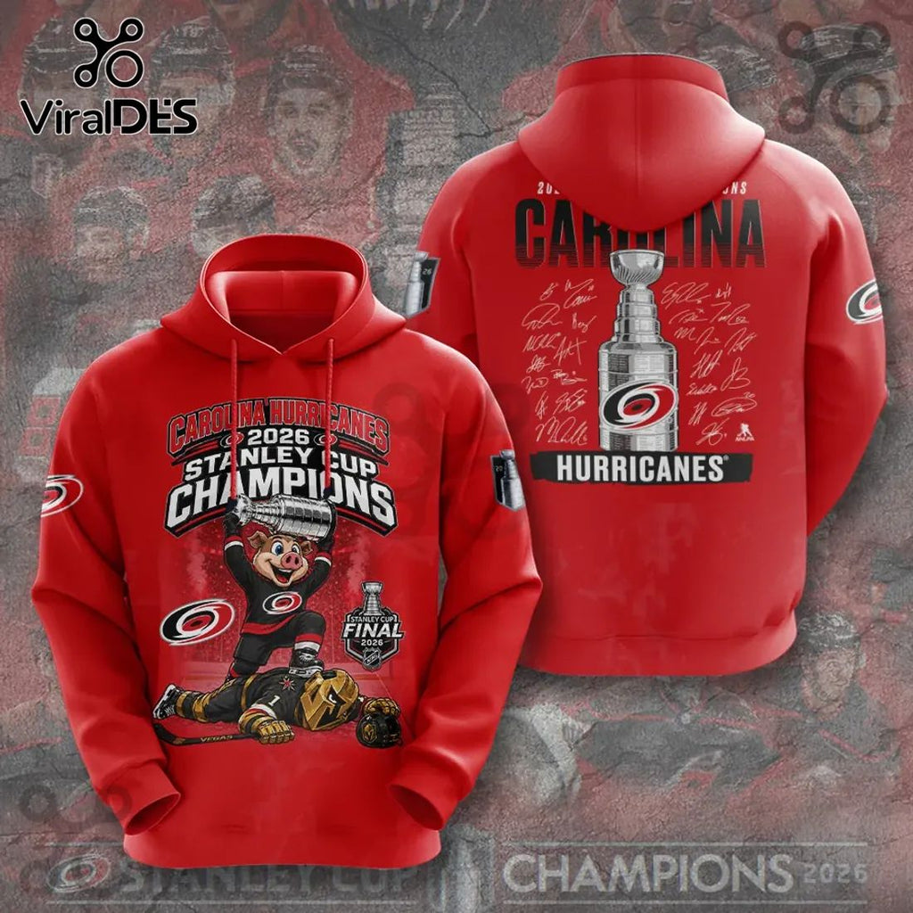 Carolina Hurricanes 2026 Stanley Cup Champions Mascot Hoodie