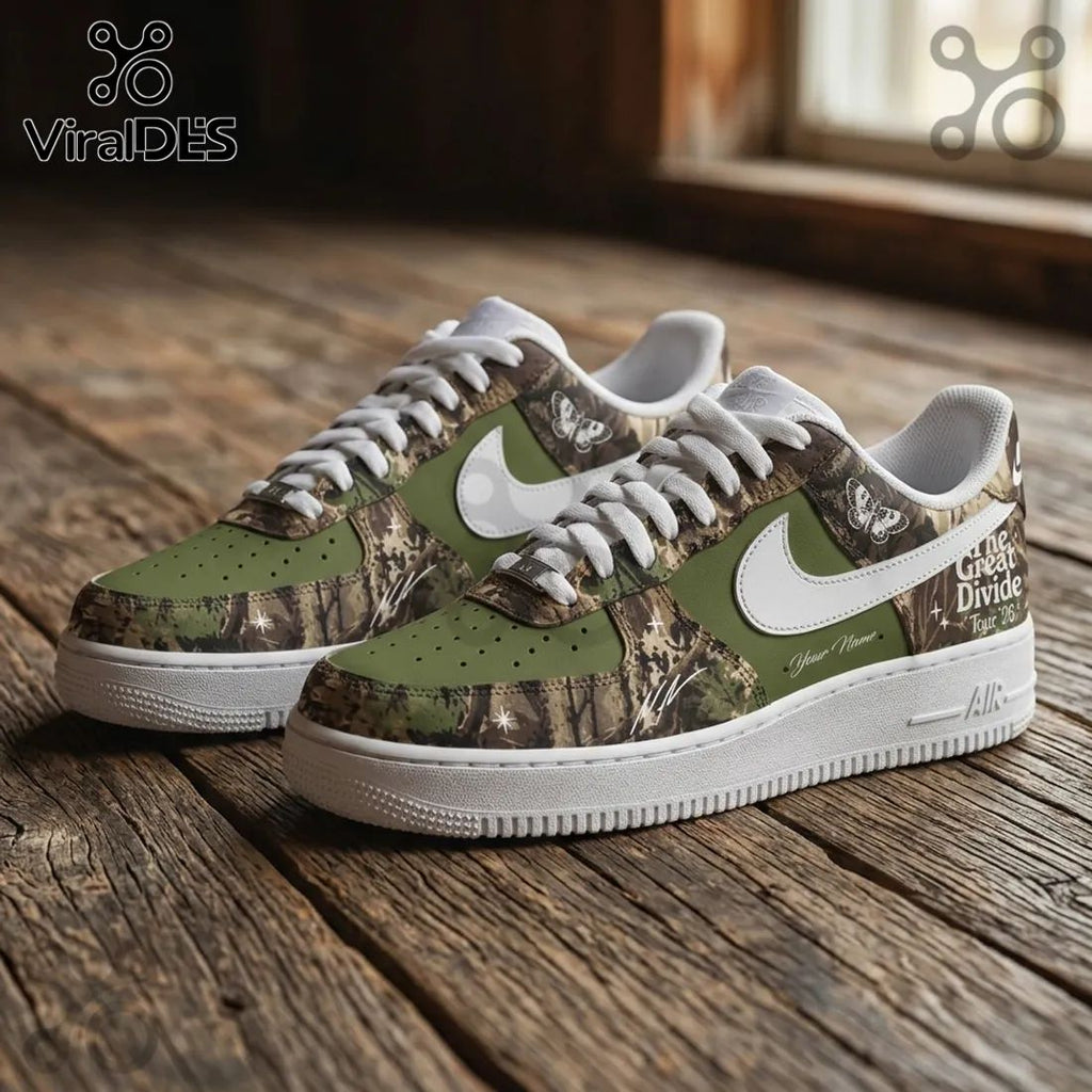 Noah Kahan The Great Divide Camo Air Force 1 Sneakers