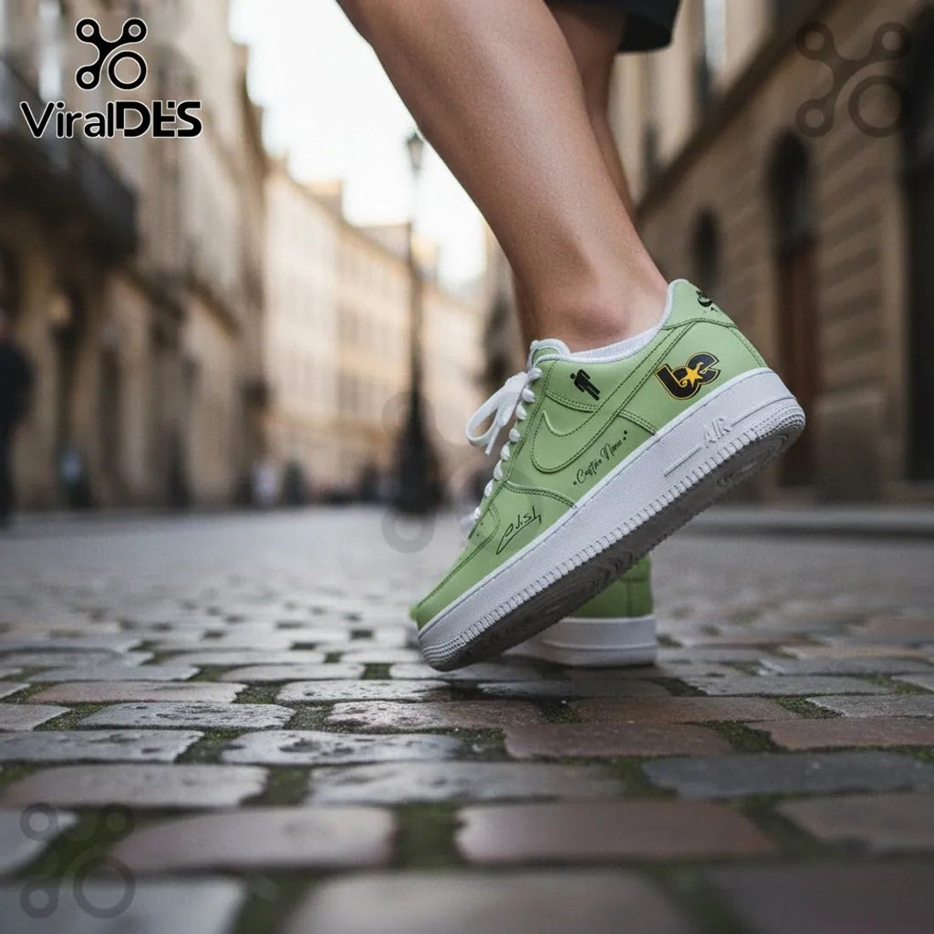 Billie Eilish Hit Me Hard and Soft Tour Green Custom Air Force 1 Sneakers