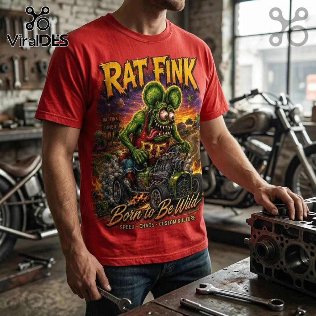 Rat Fink Born To Be Wild Red T-Shirt